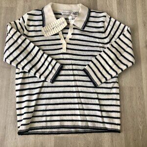 Vintage NWT nautical stripe polo sweater